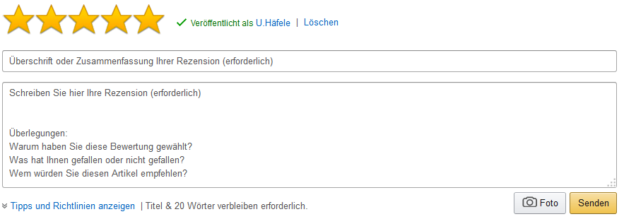 amazon Bewertung Text eingeben